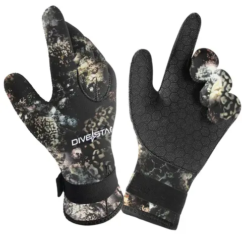 3mm/5mm Diving Gloves Anti Slip Wear-resistant Camouflage Anti Sting Gloves Catching Fish Winter Swimming Diving Gloves