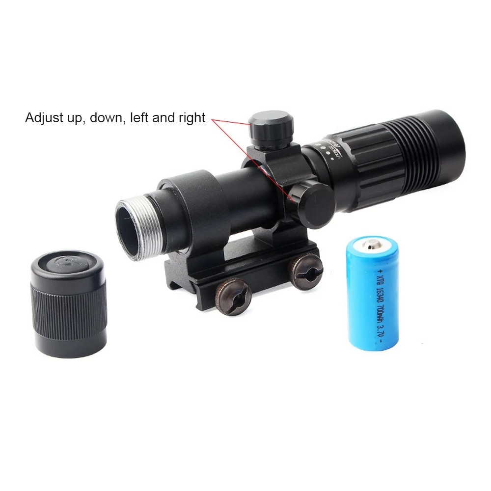 1PC Powerful Tactical Flashlight Adjustable Green Dot Laser Illuminator Fits 20mm Track Tactical Torch Lamp Bulbs Lantern