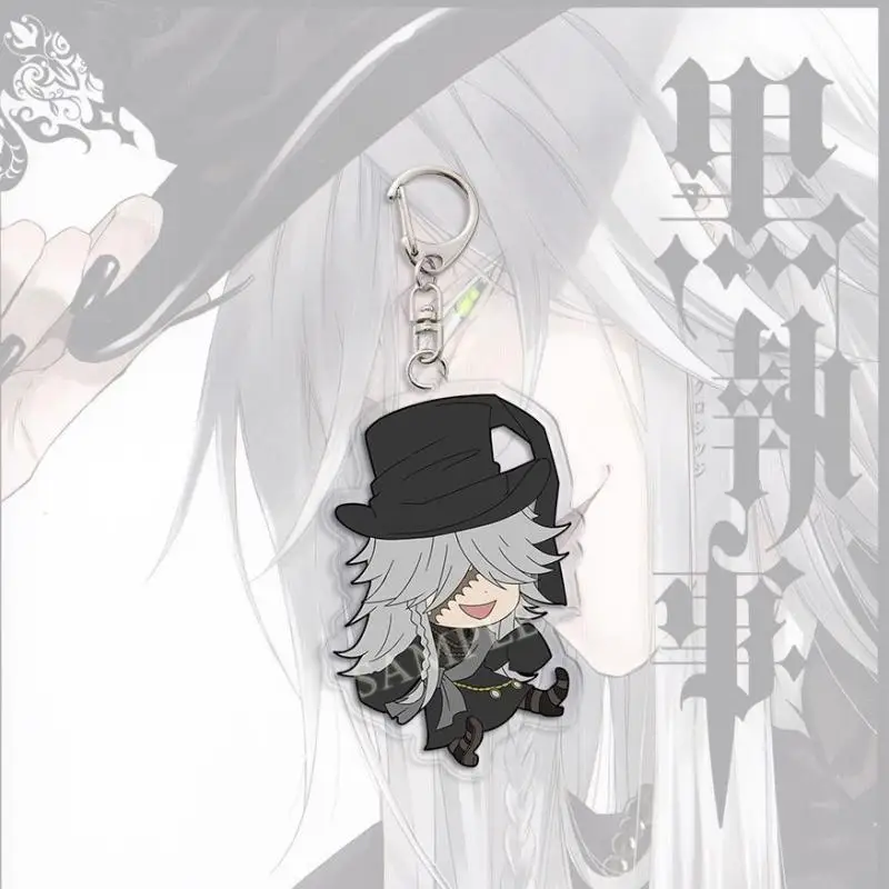 Black Butler Anime Figuur Ciel Phantomhive Sebastian Michaelis Q-versie Patroon Acryl Hanger Sleutelhanger Bagpack Decoratie