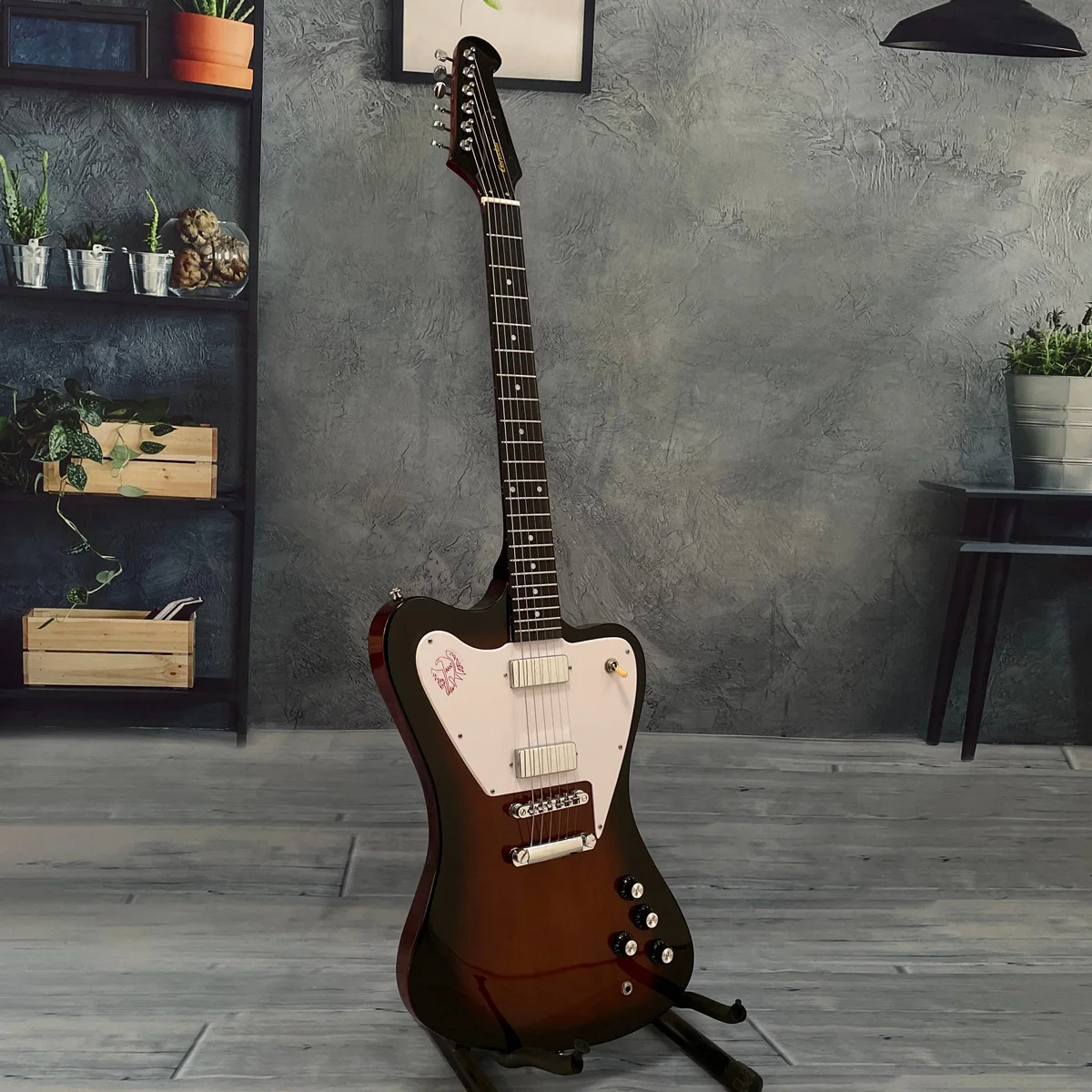 Electric Guitar Fire bird, 6 strings, sunburst color, Well crafted，Rosewood Fingerboard，High Quality,in stock，Fast Shipping