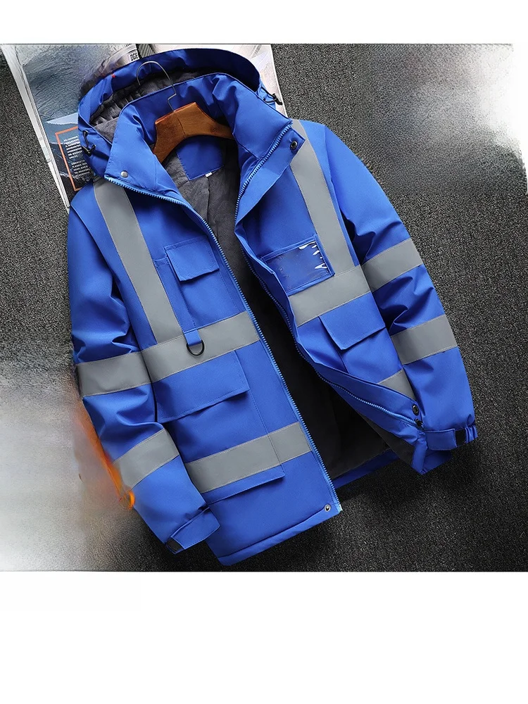

Thiened Fce Warm Workwear Cotton Jaet ex Oversized Winter Coat for Cold Storage Polyester Fiber Long Sve Busine...