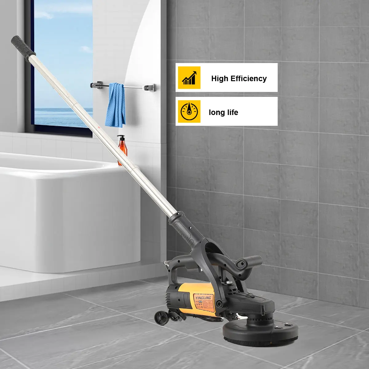 ماكينة طحن الجدران بقدرة 3800 وات، ماكينة تجصيص الجدران الخشنة المحمولة مع قضيب تمديد، أداة تلميع الجدران والأرضيات الخرسانية