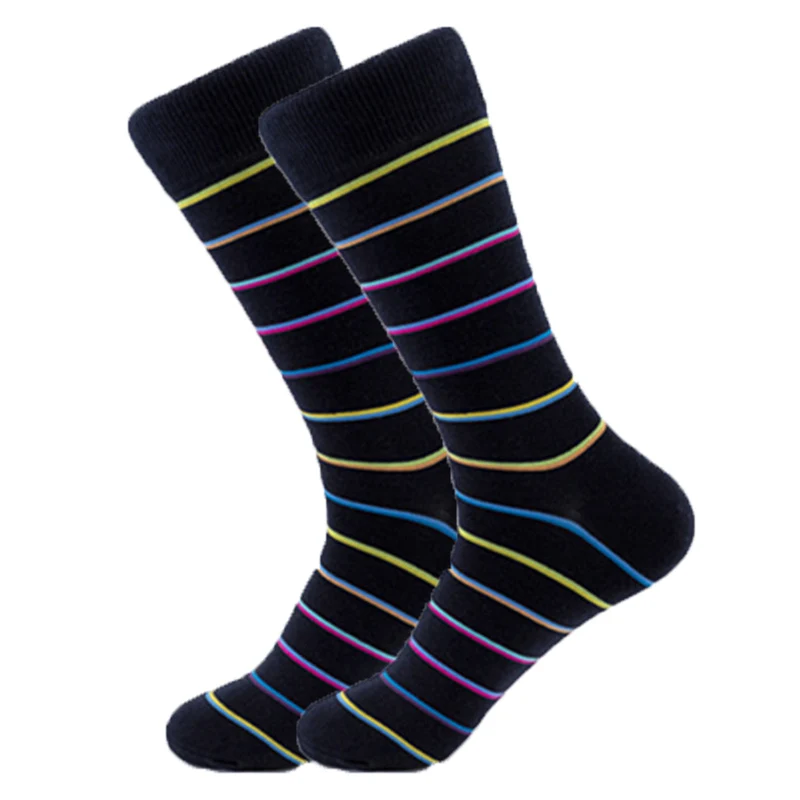 New Autumn And Winter Men\'s Socks Combed Cotton Striped Fashion Color Stockings Casual Gentleman Party Socks Christmas Gift