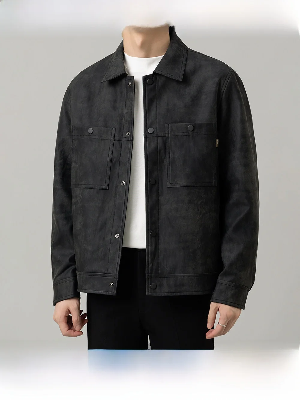 Spring Autumn Short Style Men's Leather Jacket Trendy Turn-down Collar Casual Fashion PU Leather Coat Korean Version Youth Vi...