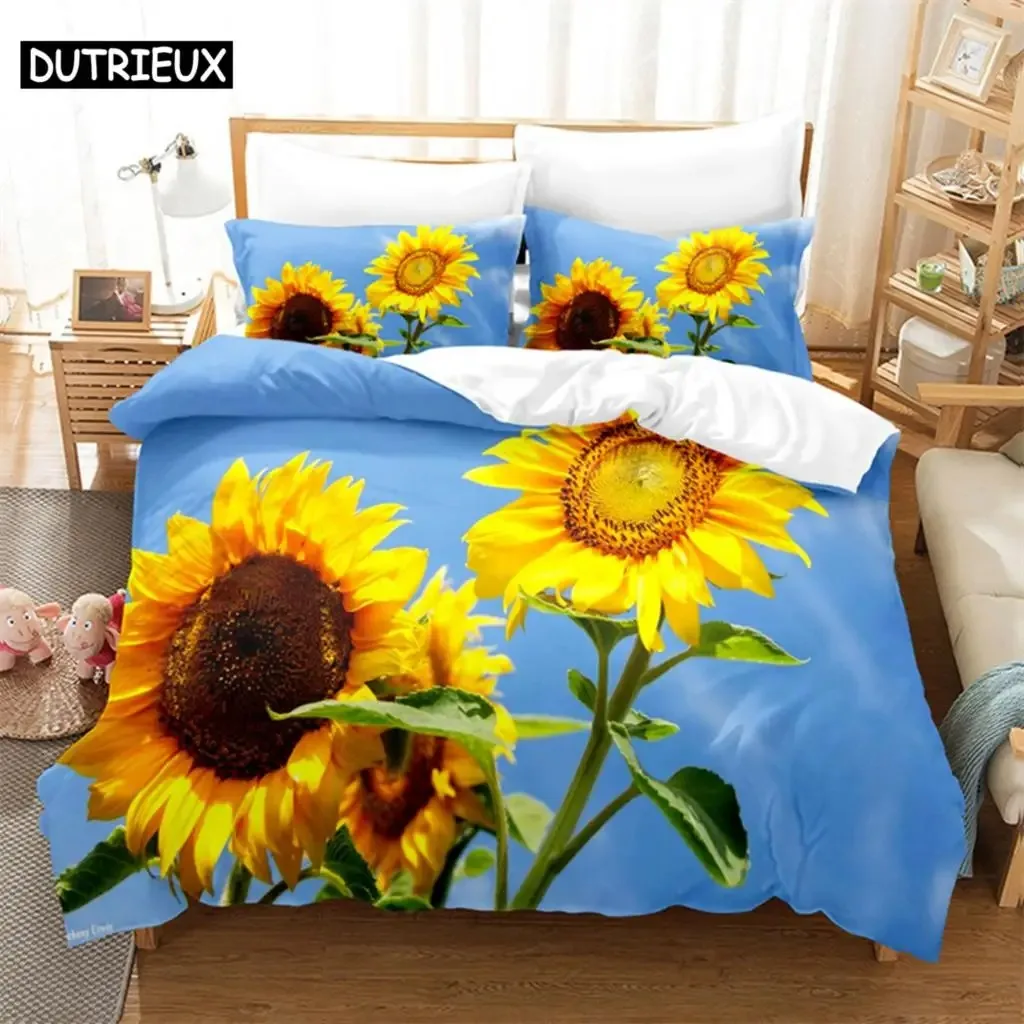 Sunflower Queen Bedding Set Maple Leaf Duvet Cover Set Bedding Digital Printing Bed Linen King Size Duvet Cover Set Bedding