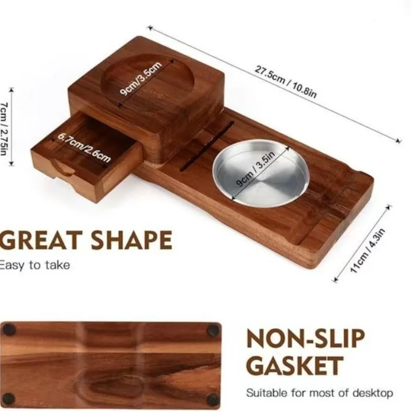 Holz-Zigarrenaschenbecher mit Whiskyglashalter und Schublade, Zigarrenaschenbecher mit Stahlschlitz, Büro-Schreibtisch-Deko, Zigarrenzubehör, Geschenk