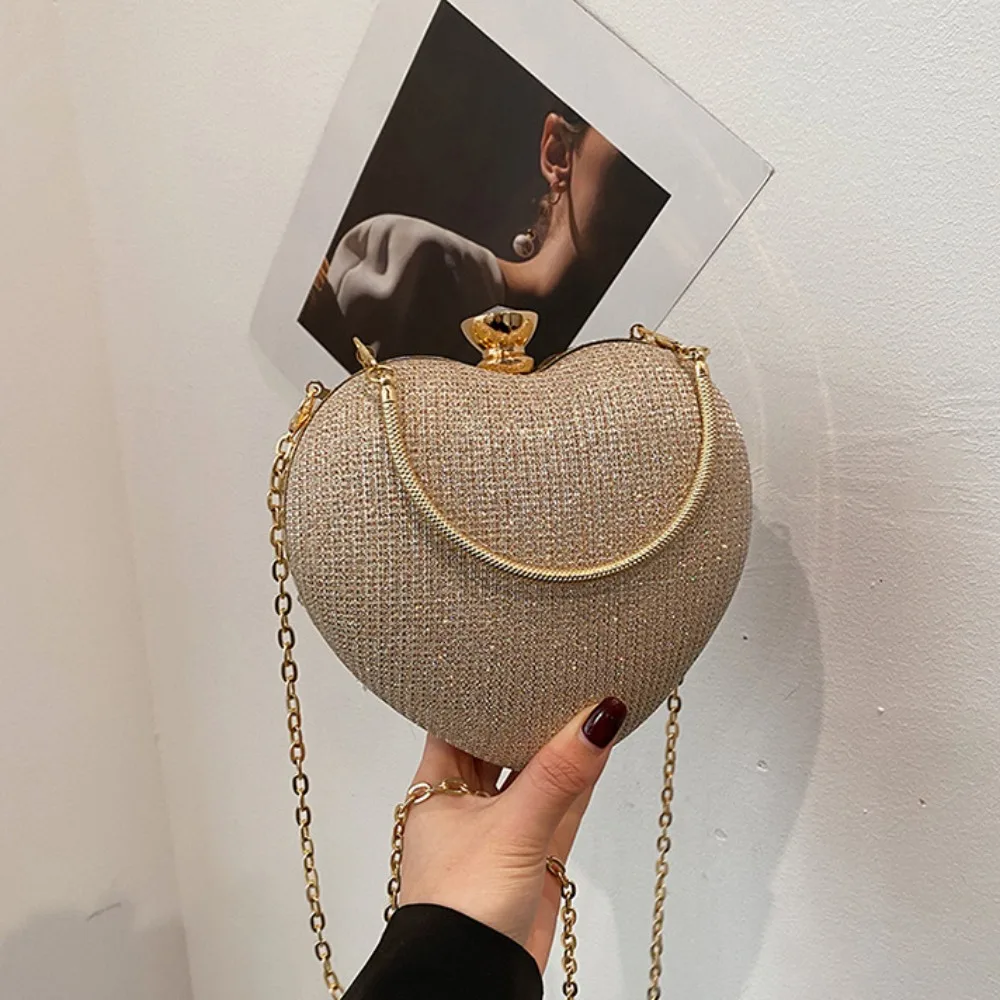 

Ретро блестящая вечерняя банкетная сумка в форме сердца, сумка для ужина с любовью, большая вместительная сумка на плечо, сумка для вечеринки