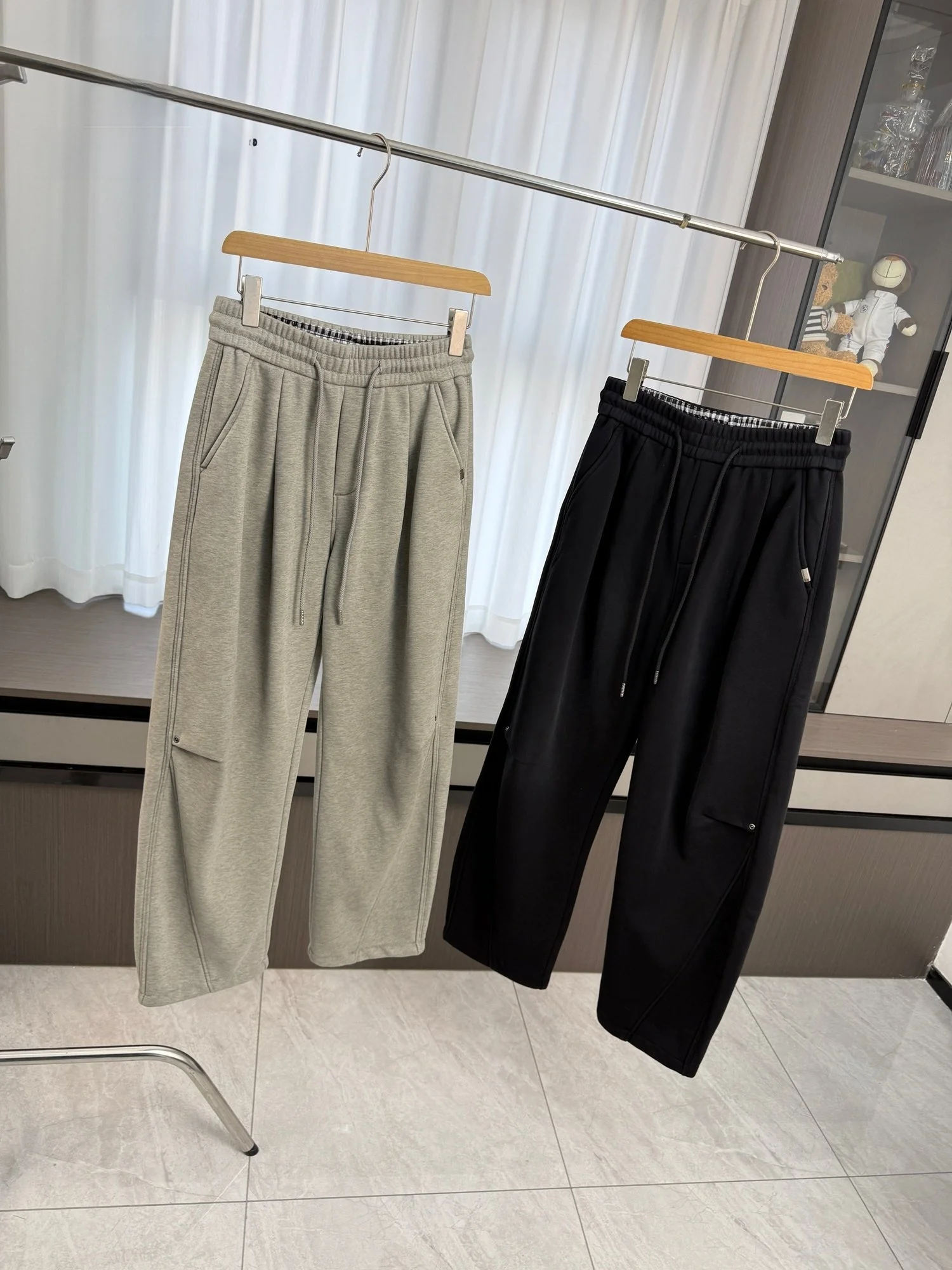 

Retro adient Dyed Fce Thiened Dstring Elastic Waist Knife Pant Sweatpants for Men Casual Loose Fit Autumn Winter