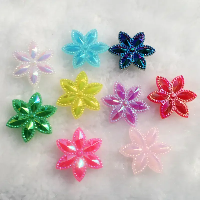 24mm Flower Rhinestone Acrylic Flatback Strass Crystal Stones For Jewelry Crafts Clothing Decorations 12pcs/lot -A82