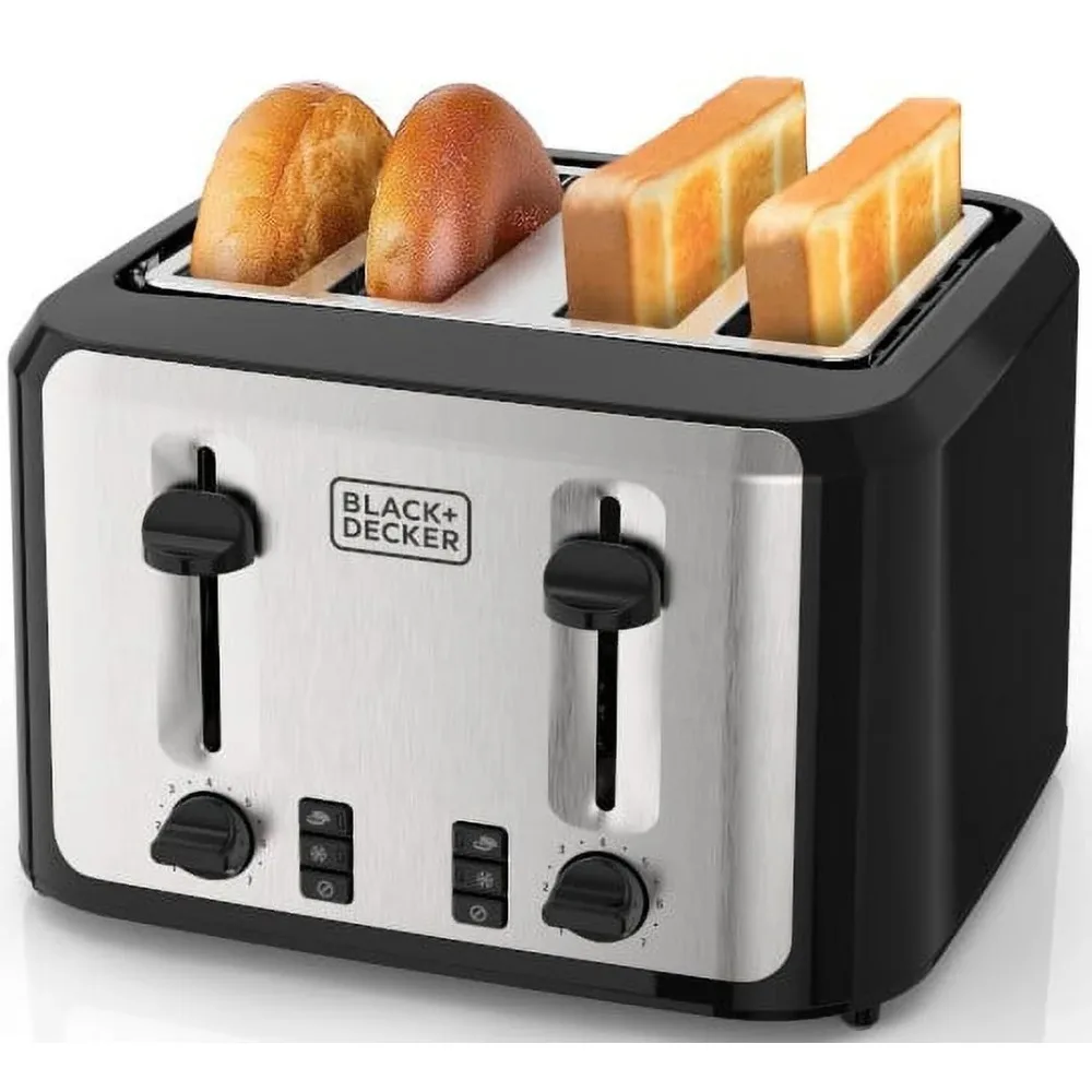 

BLACK+DECKER 4-Slice Toaster, Black and Silver with Extra-Wide Slots 2025