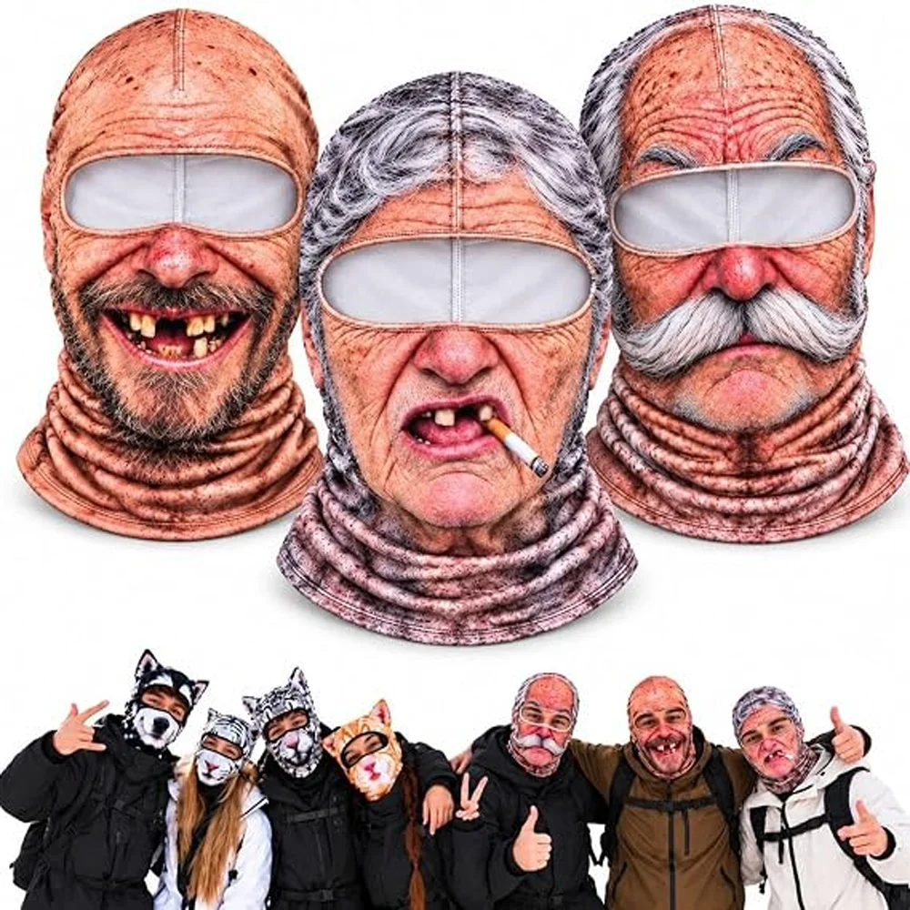 Multiple Styles Old Man Ski Mask Funny Frontier Fashion Realistic Face Ski,Outdoor Cycling Face Mask Outdoor Parties Gifts