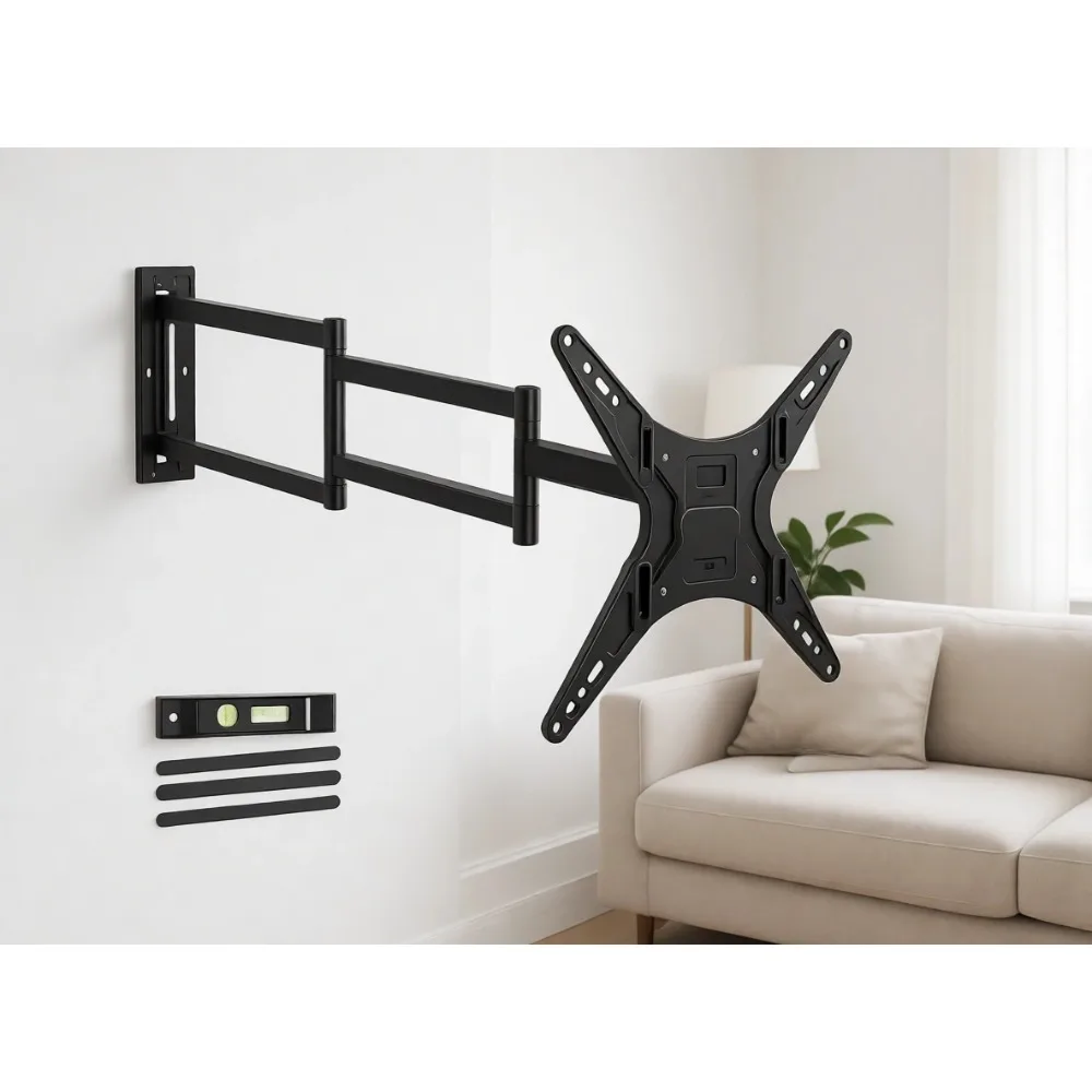 

Угловое настенное крепление для телевизоров с длинным кронштейном и полным диапазоном движения, для экранов от 26 до 65 дюймов, вылет 37,4 дюйма, поворот и наклон, VESA 400x400, до 77 фунтов