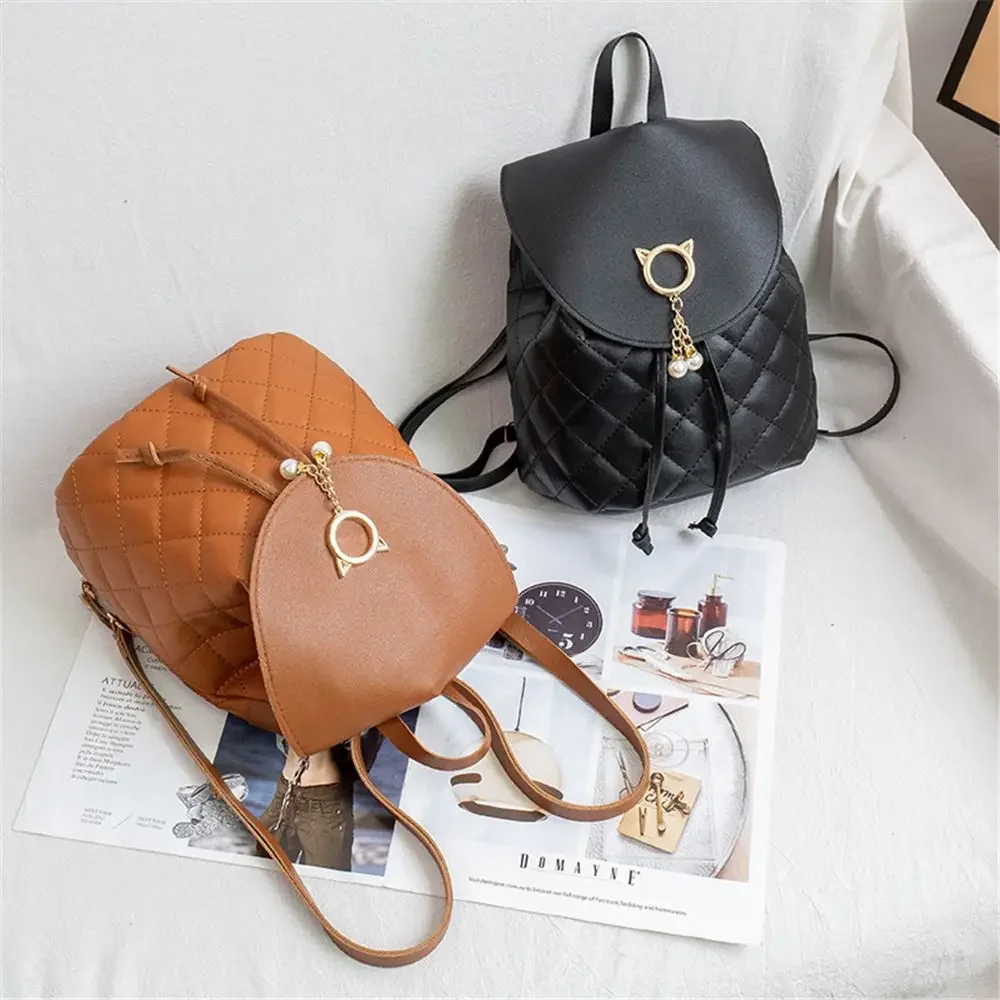 Fashion Women Mini Backpack PU Leather Cute Girls Small Drawstring Backpacks Casual Student Bookbags