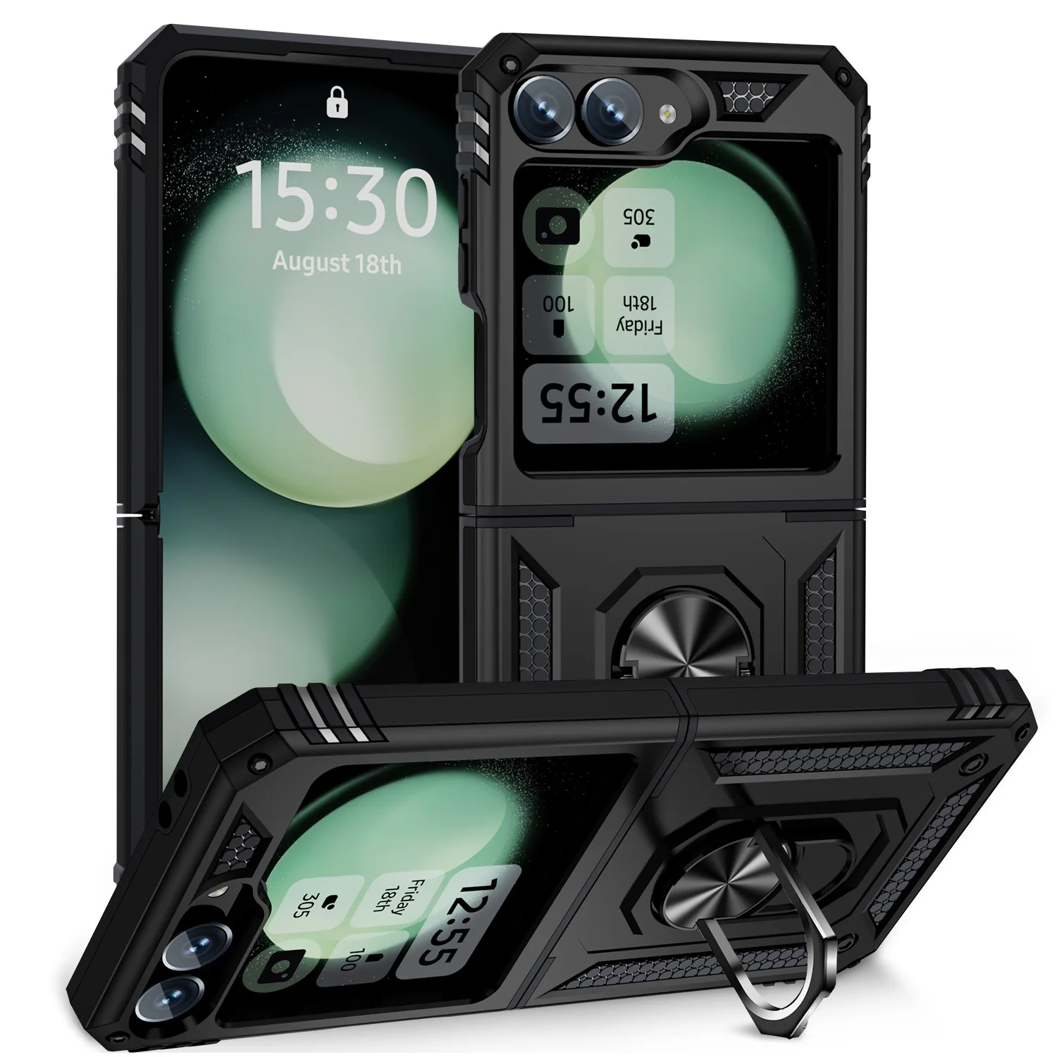 Für Samsung Galaxy Z Flip 7 Z Flip 6 Hülle Scharnierschutz 360 ° Drehring, magnetischer Ständer, stabil, schwer, stoßfest, vollständige Abdeckung – Detail 8