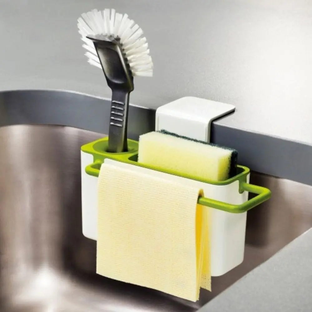 

Plastic Sponge Holder Multifunctional Green Self Draining Drain Rack Sink Utensils Holder for Kitchen Sink