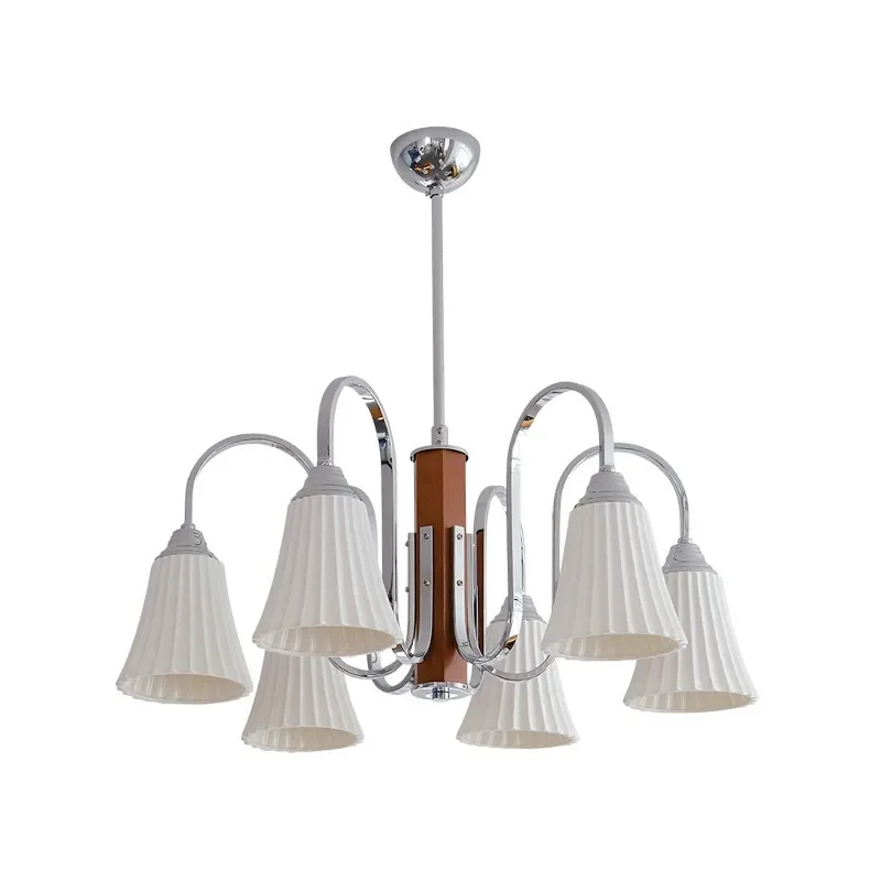 French Medieval Cream Chandelier Retro Full Spectrum Eye Care Pendant Light for Living Room Dining Room Bedroom