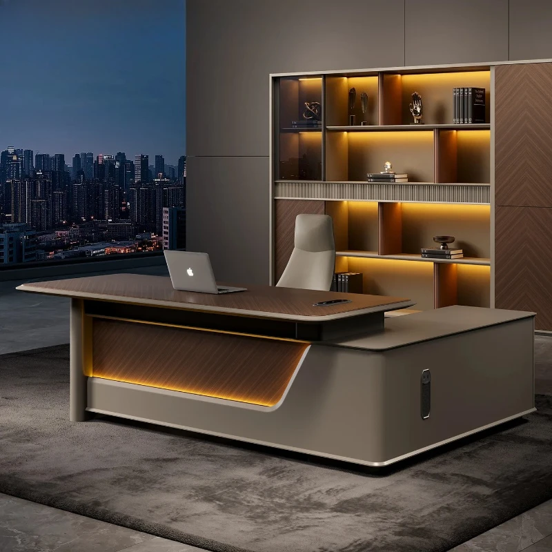 

BHigh-end boss light luxury high-end office desk minimalist high-end class desk fashion lighting supervisor desk