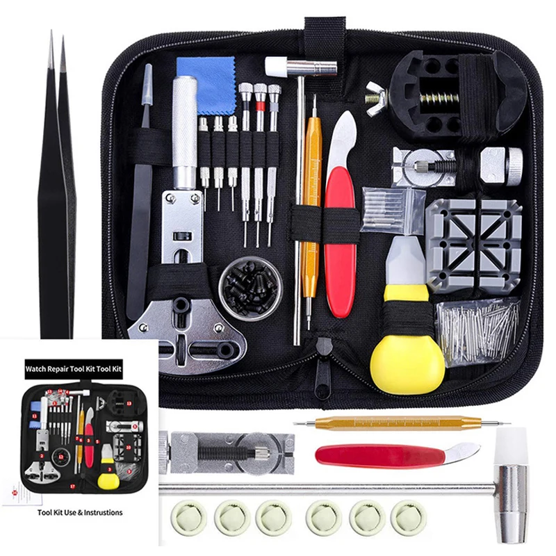 

161Pcs Watch Repair Tool Kits Watch Link Pin Remover Case Opener Spring Bar Remover Movement Lid Opener Pry Kits