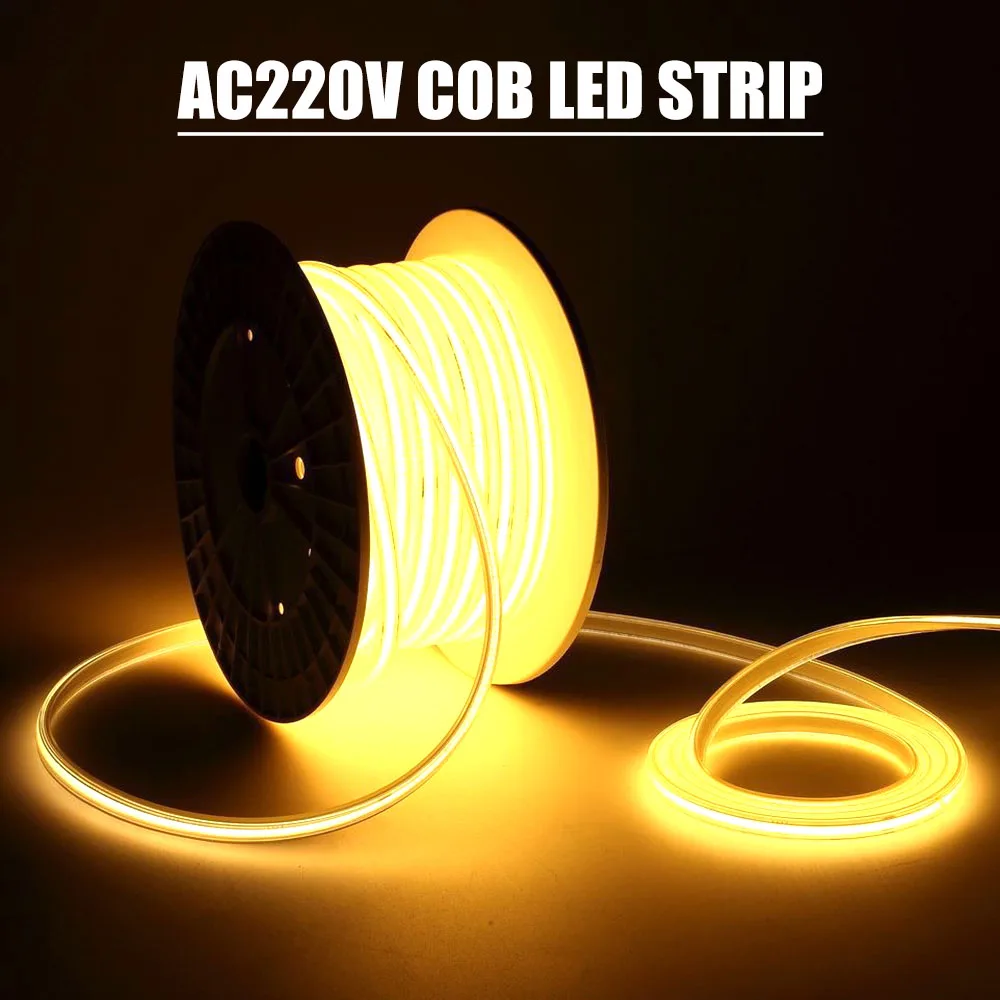 

Ultra Bright COB LED Strip lights AC220V 360Leds/m IP67 Outdoor Waterproof Lamp led lights for room decor garden kitchen 10m 20m