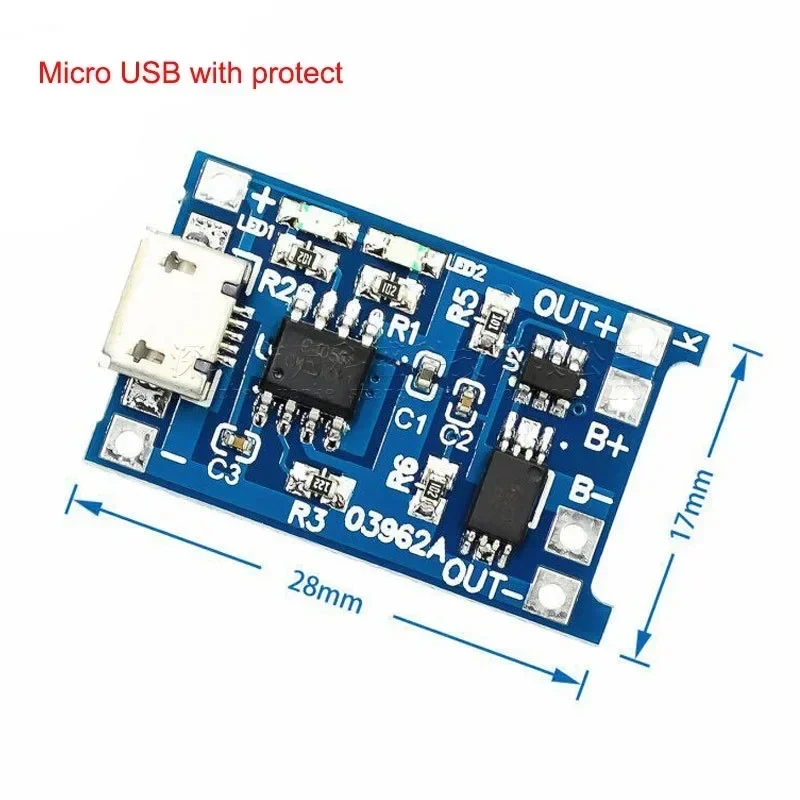 1PCS Type-c 미니 마이크로 USB 5V 1A 18650 TP4056 보호 기능이있는 리튬 이온 리튬 배터리 충전기 모듈 충전 보드 이중 기능