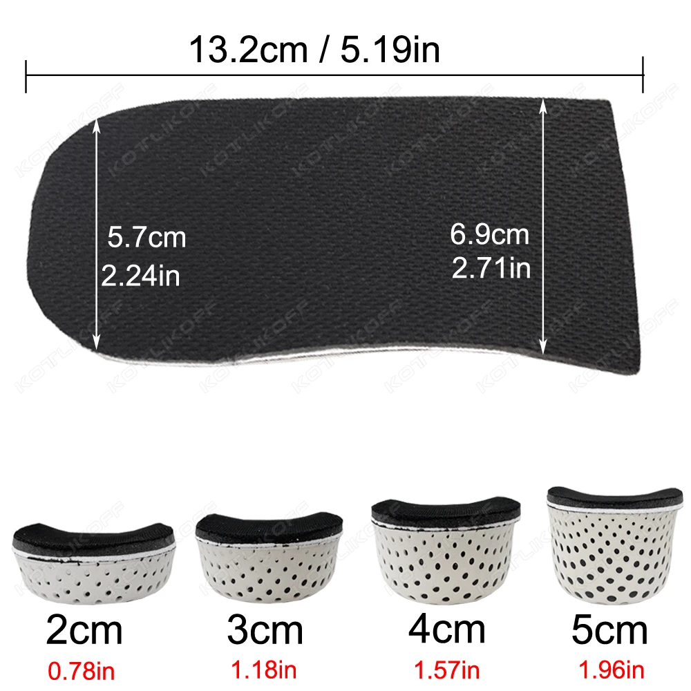 1 Pair 2/3/4/5cm Memory Foam Insoles Height Increase Insole Height Increasing Shoe Half Pad for Unisex EVA Height Increase