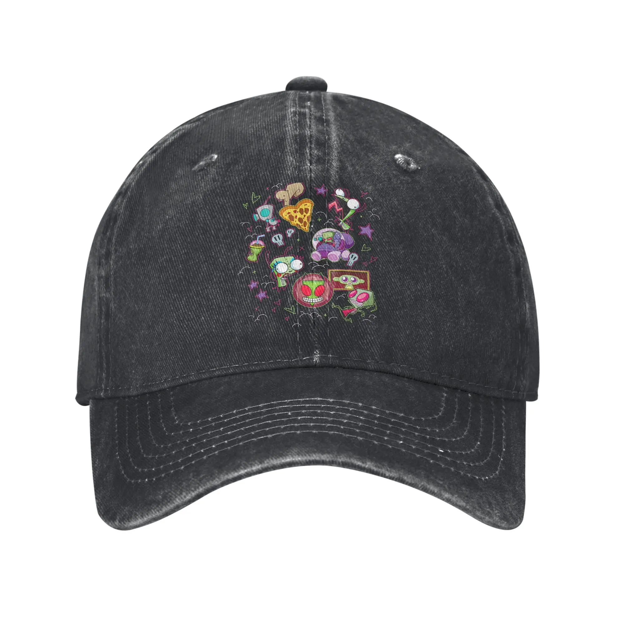 Cartoon Invaders Zim Gir Baseball Cap Vintage Distressed Cotton  Snapback Cap for Men Women Summer Adjustable Hats Cap