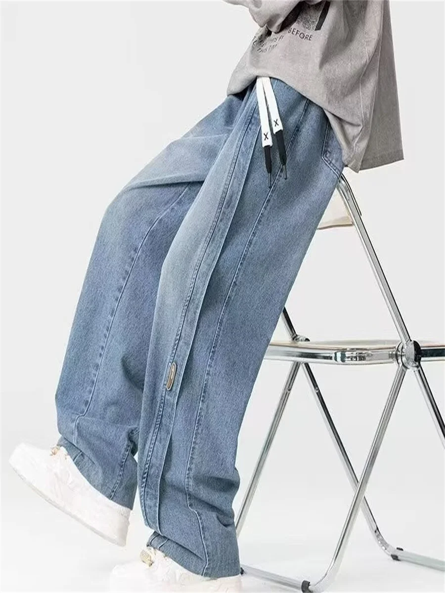 

Large straight leg jeans for men in spring and autumn fashion styles American style loose bulky handsome and versatile wide