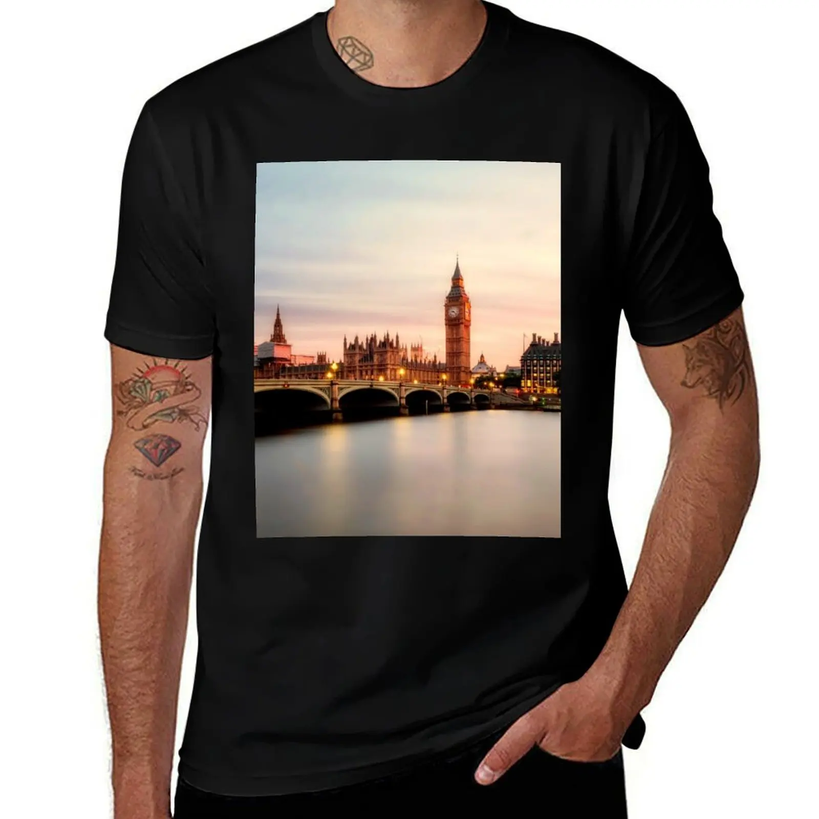 Big Ben bridge T-Shirt graphic shirts plain anime shirts men