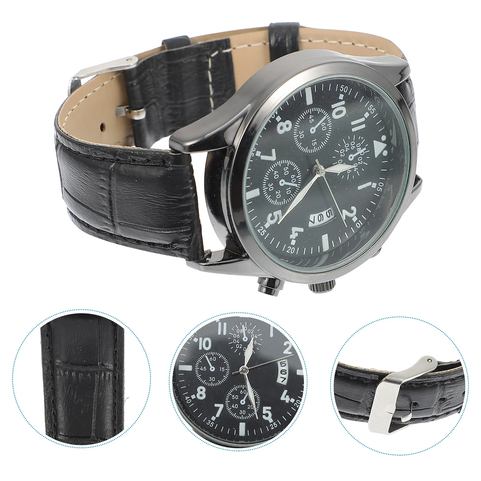 

1Pcs Men Casual Quartz Calendar Watch Luminous Business Wristwatch Adjustable Imitation Strap Men Calendar Watch