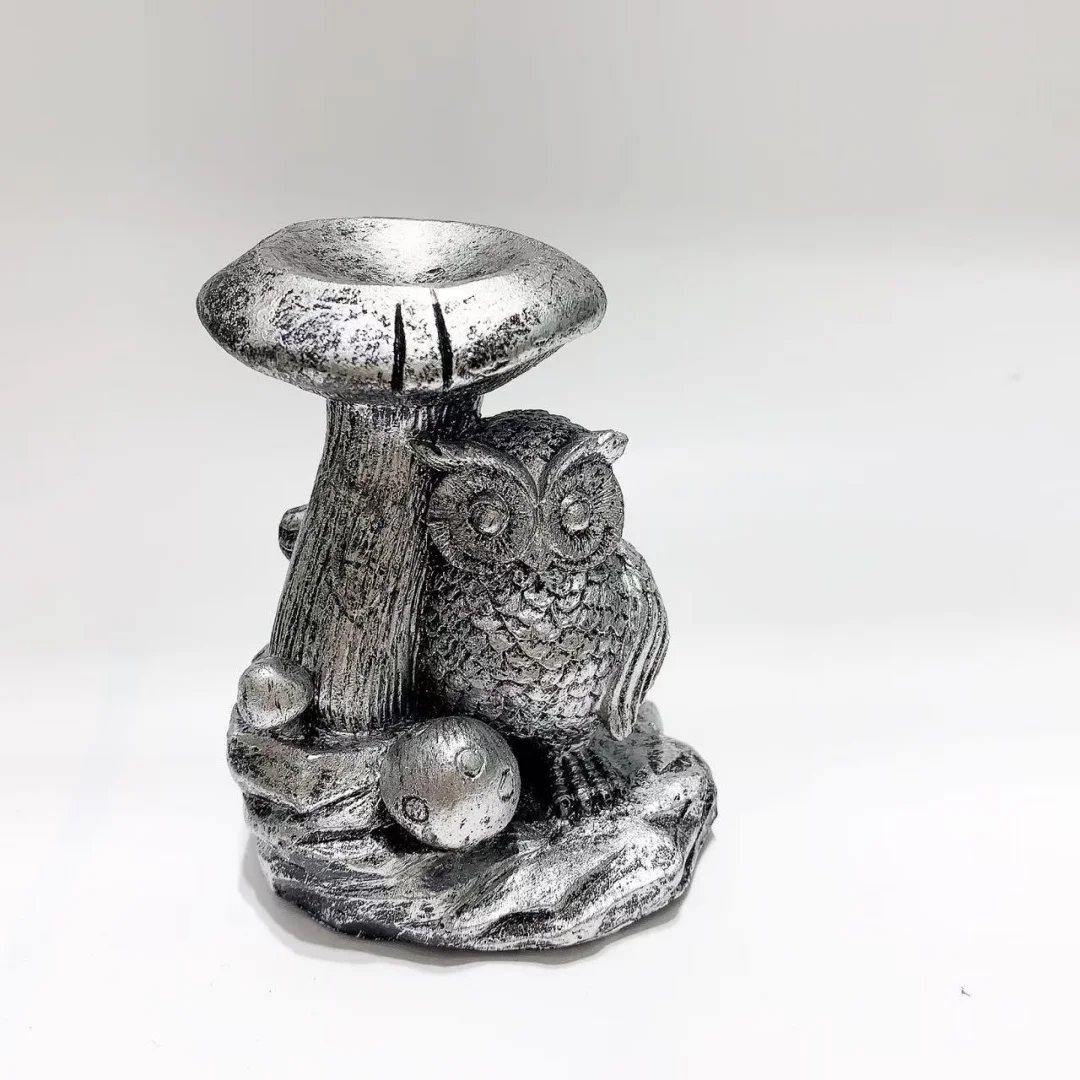 1 قطعة خمسة ألوان من قواعد البومة، قواعد كرة كريستالية من راتينج البومة الفطر، مصنوعات يدوية من الراتنج، ديكورات الأثاث #4