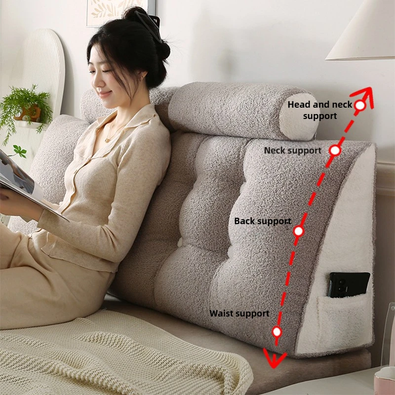 

Headboard Pillow Lambswool Triangle Cushion Backrest Pain Relief Sofa Waist Cushion Wedge Sleeping Pillows for Bed Decorative 이불