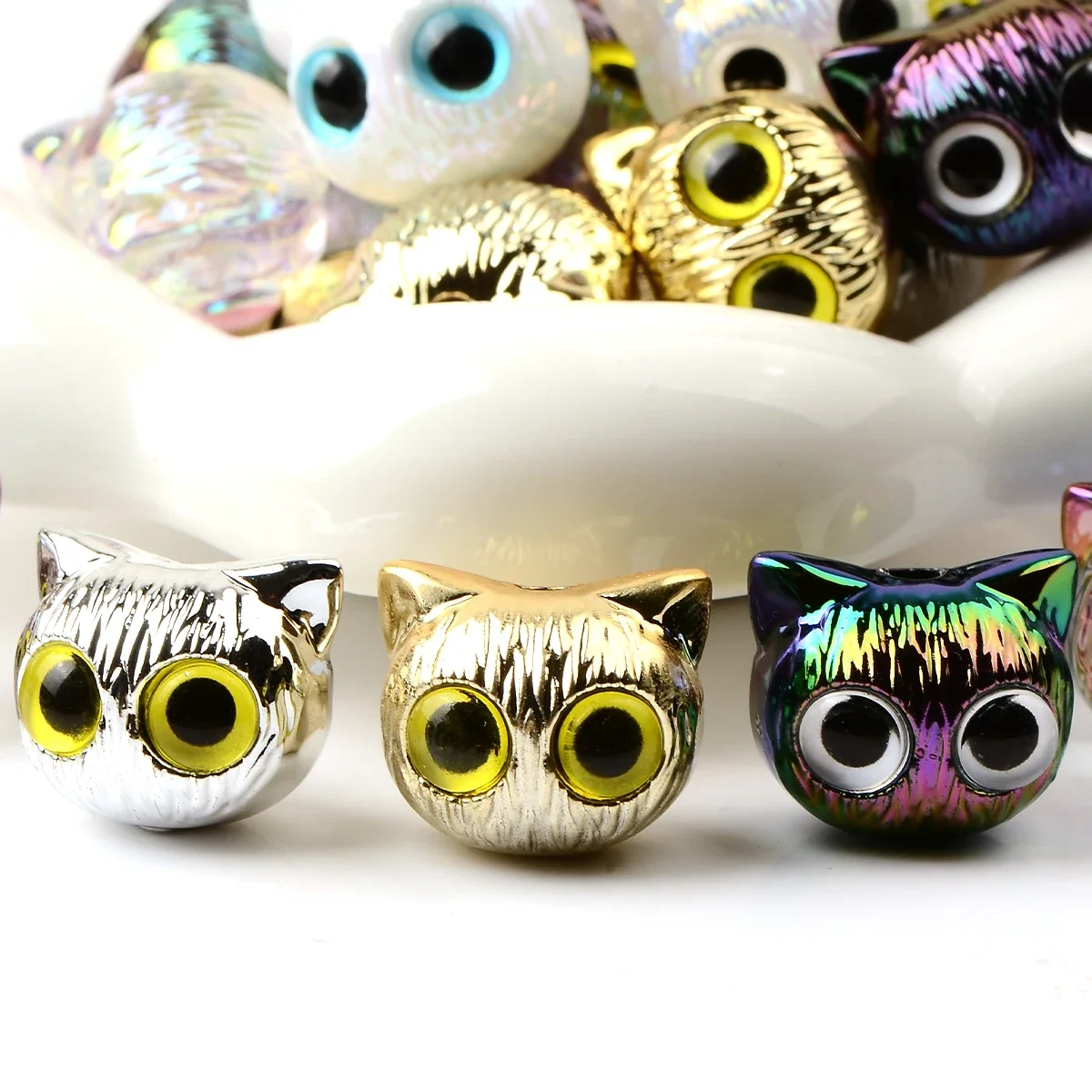 5pcs Mixed Plating Color Cute Cartoon Animal Acrylic Spacer Charms Beads for Jewelry Making DIY Key Chain Phone Chain Ornament