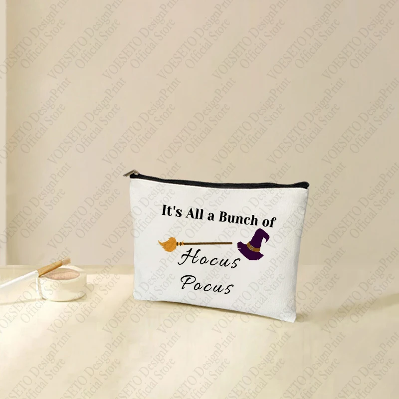 1 pc it's all a bunch of hocus pocus pattern Makeup Bag, Travel Toilet Storage Bag, Party Gift Zipper Organizer, Cosmetic Pouch