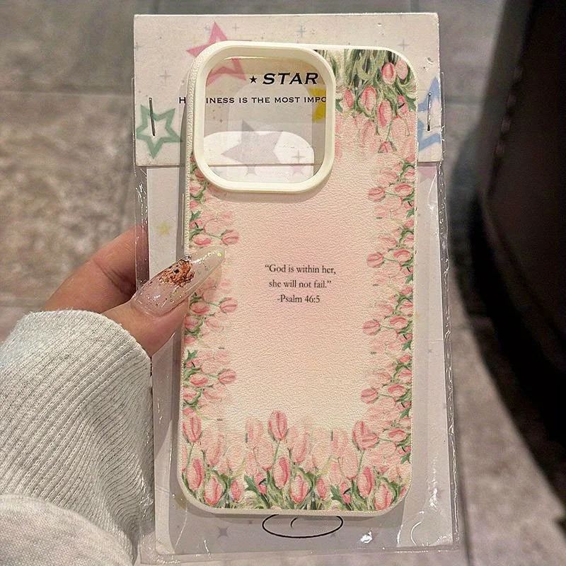 Pink Border Tulip Pattern Phone Case for Samsung Galaxy S26 S25 S24 S23 S22 S21 S20 Plus Ultra A73 A72 A52 A32 A25 A15 Cover