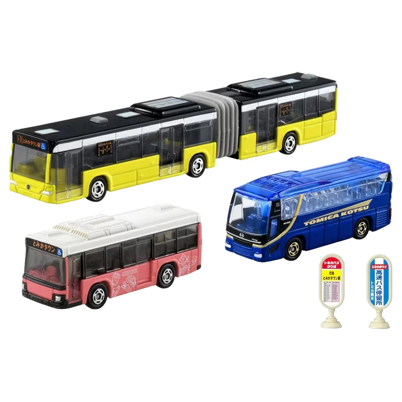 Takara Tomy Tomica Premium 3pcs/set Town Bus Set Mini Die-cast Alloy Car Model Kids Toys Boys and Girls Christmas Birthday Gifts