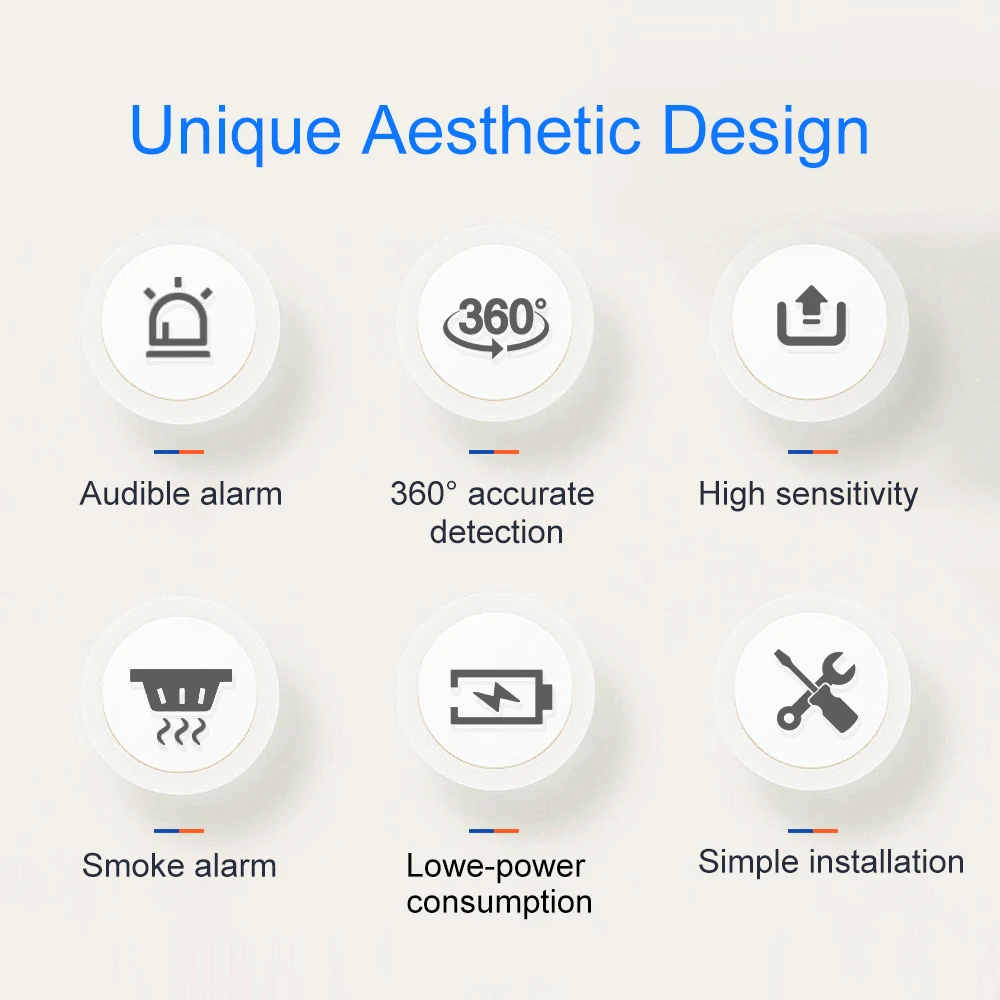 Independent Smoke Detector Sensor Home Warehouse Security Smart Smoke Fire Alarm Replaceable Alarm