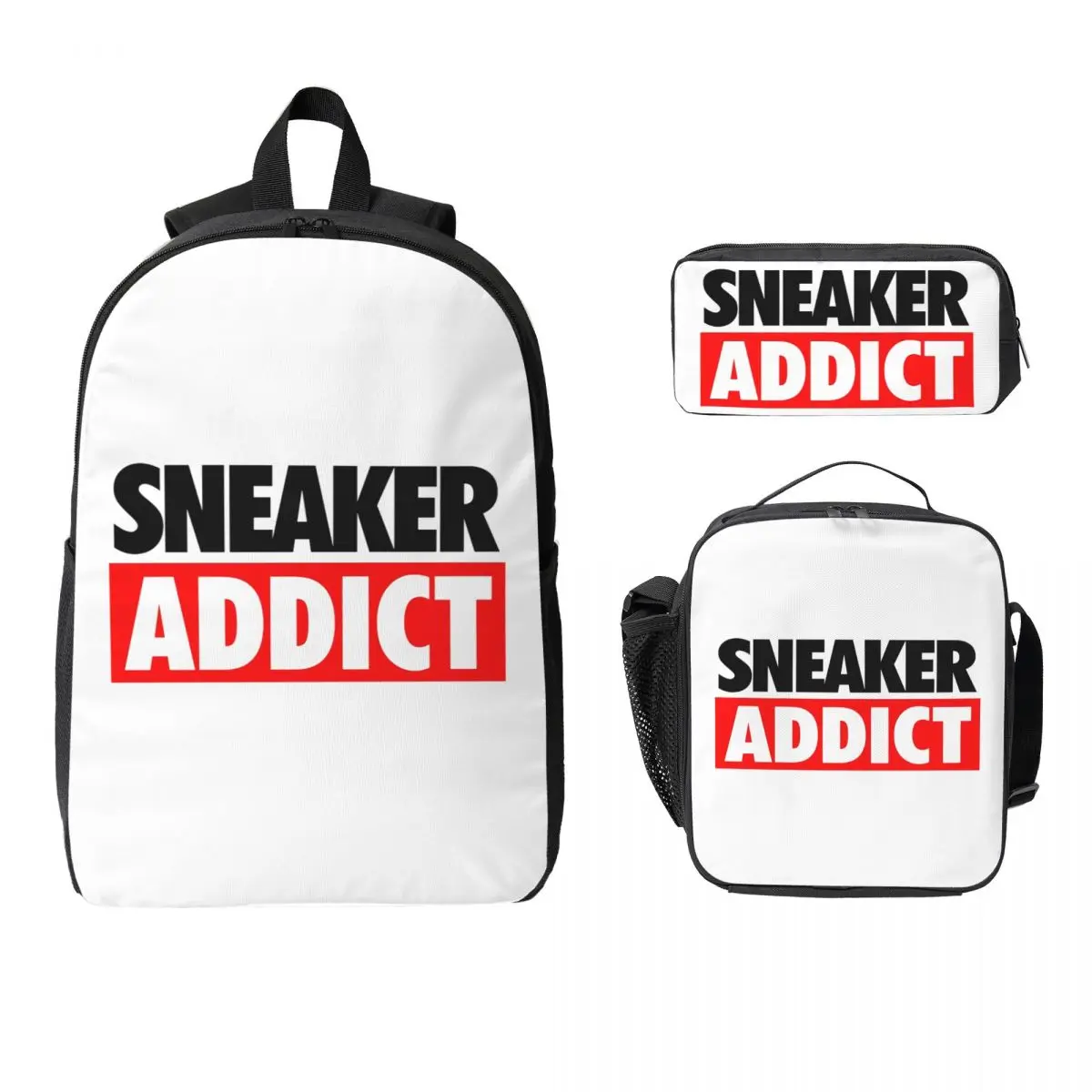 

Sneaker Addict Box Backpack Boys Girls BookBag School Bag Computer Shoulder Bags 3ps Insulated Lunch Bag Pencil Case