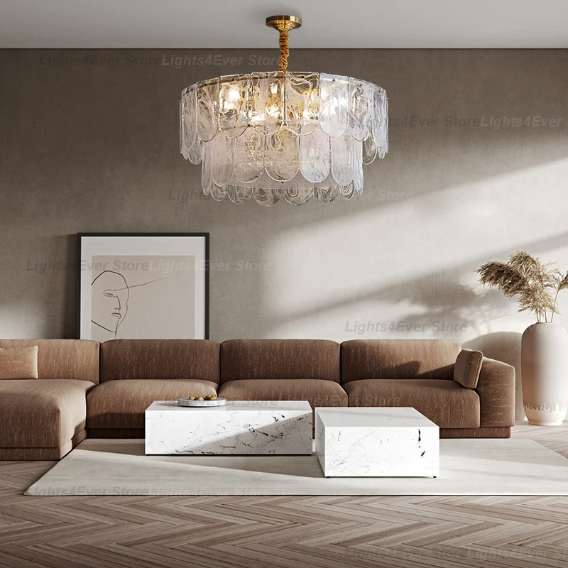 Elevate Your Living Room With Our Luxury Glass 1224 LED E14 Pendant Light High-end White Cloud Texture Glass Dimming Function
