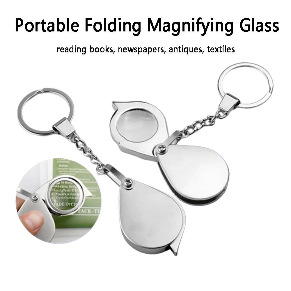 

20X/30X Pocket Magnifier Keychain Jewelry Loupe For Reading Books Coins Stamps Science Hobby Inspection Tools