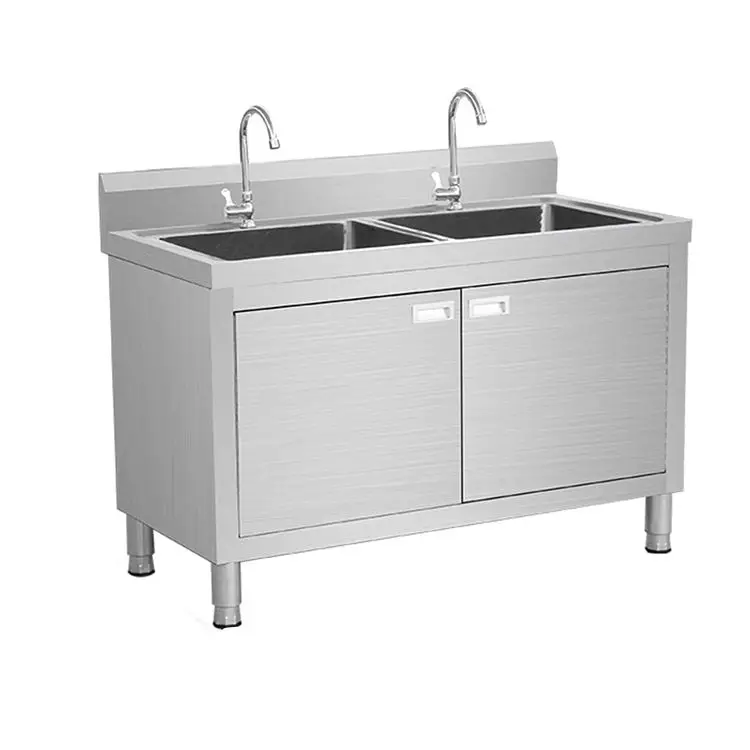 Freestanding Commercial Sink Stainless Steel Sink Large Capacities Sink Cabinet