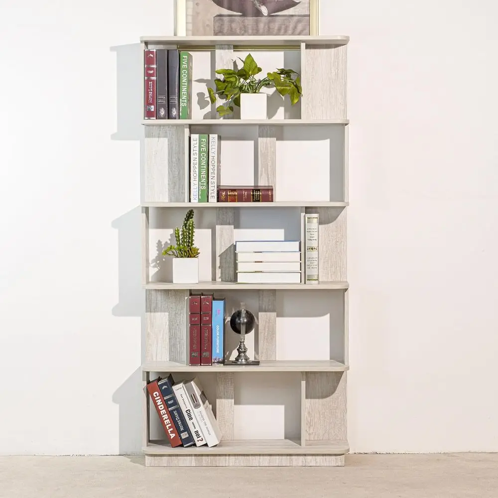 

5-Shelf 64.56 High Capacity Bookshelf, 150 lbs，Light Grey Open Storage for Kids or Living Room
