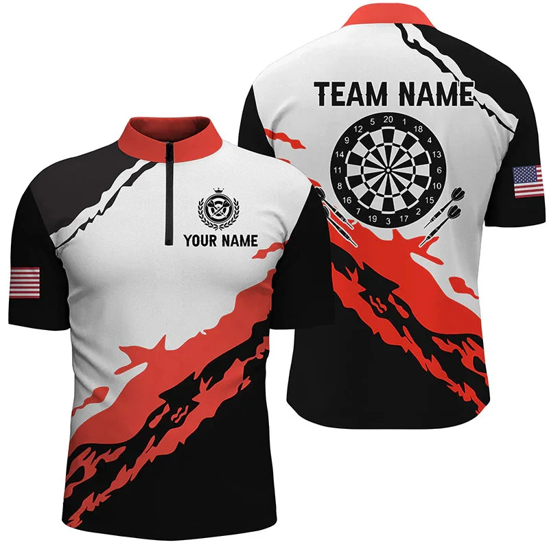 PLstar Cosmos' new personalized 3D printed red dart pattern polo shirt, unisex, casual team throwing sports series -16