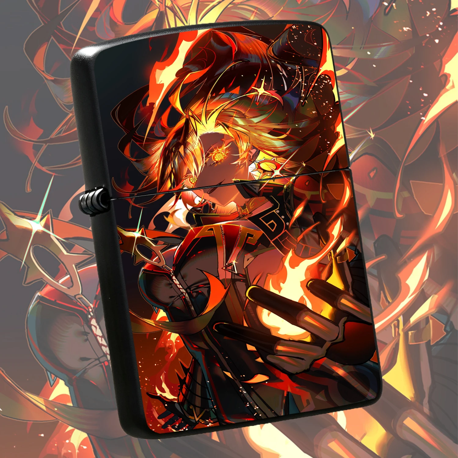 Trendy Japanese Anime Fiery Cool Character Pattern Windproof Visible Gas Window PORTABLE Personalized Igniter, Creative Perfection Gift for Boyfriend Friends, Ideal for Camping Outdoor Starting Daily Use Collectible A fun and humorous light