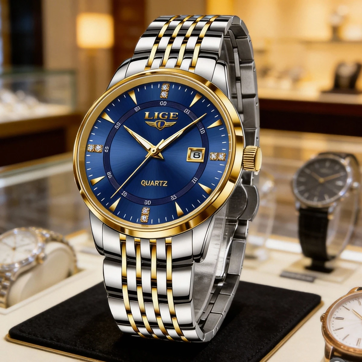 

Мужские часы LIGE, водонепроницаемые, светящиеся, из нержавеющей стали, спортивные, с хронографом, датой, кварцевые, для мужчин.