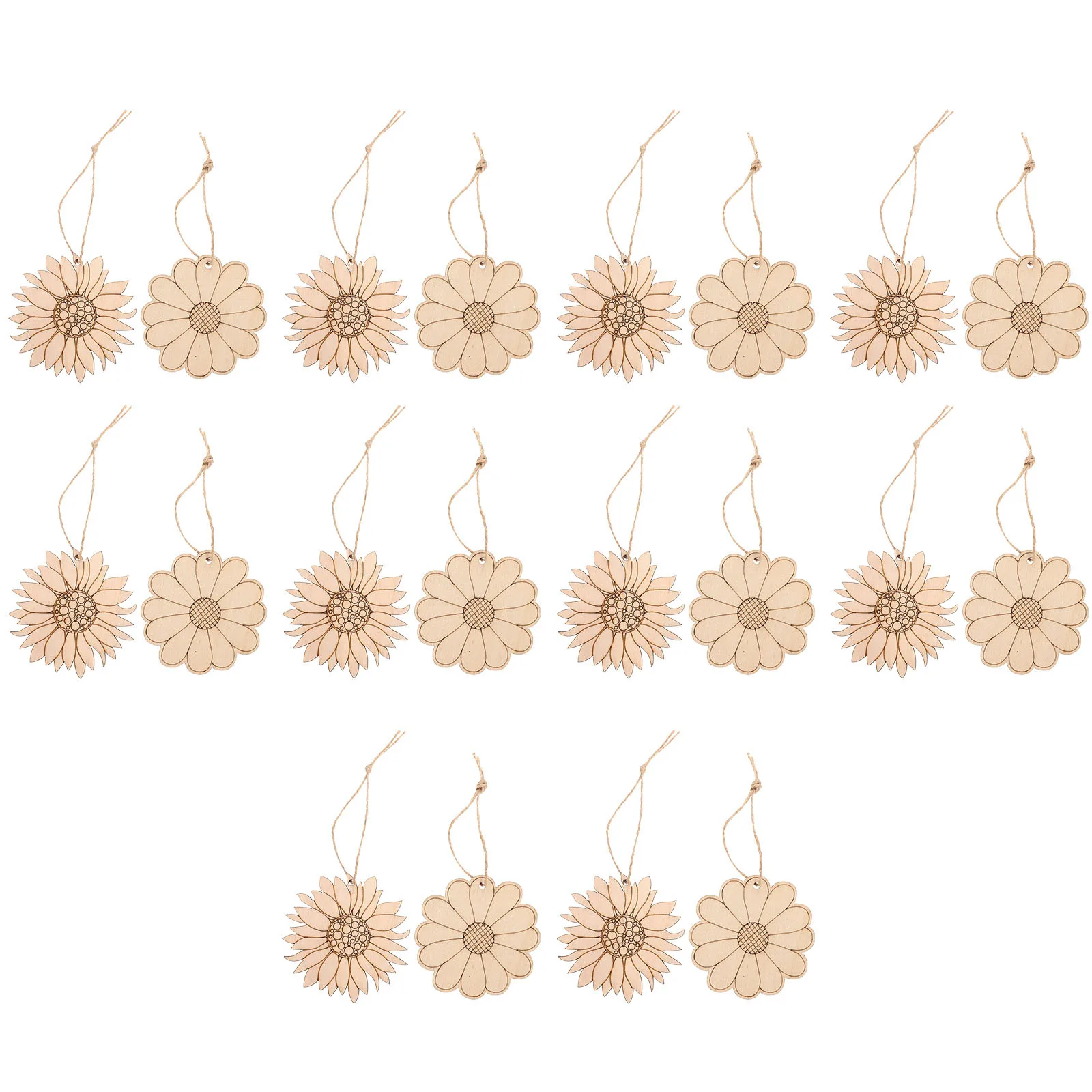 20 قطعة شرائح الخشب لتقوم بها بنفسك مجموعات الحرفية لم تنته شكل عباد الشمس رقائق خشبية للرسم رسم الاطفال المشاريع الفنية الكتابة على الجدران