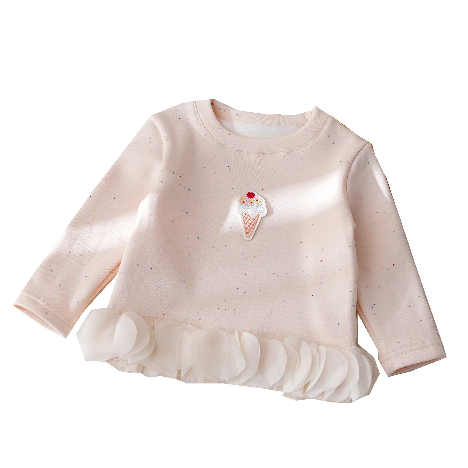 جديد الشتاء الرضع طفلة تي شيرت الكرتون التطريز زائد الصوف الاطفال طفل الفتيات قميص عادية رشاقته الدافئة طفل فتاة قمم