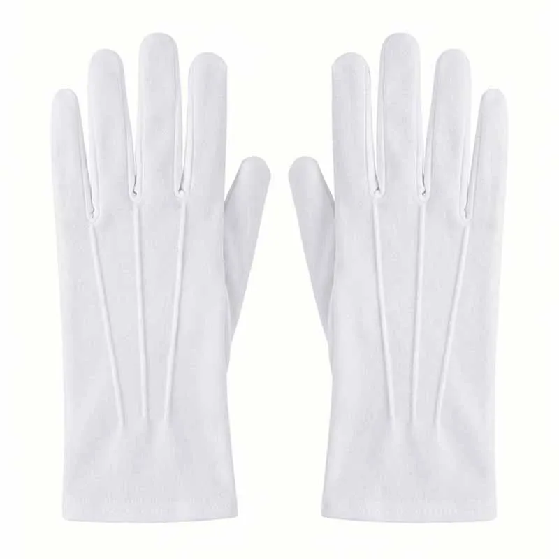 Women Thin Solid Elastic Striped Soft Short White Gloves Etiquette Jewelry Inspection Driving Sun Protection Stage Performances