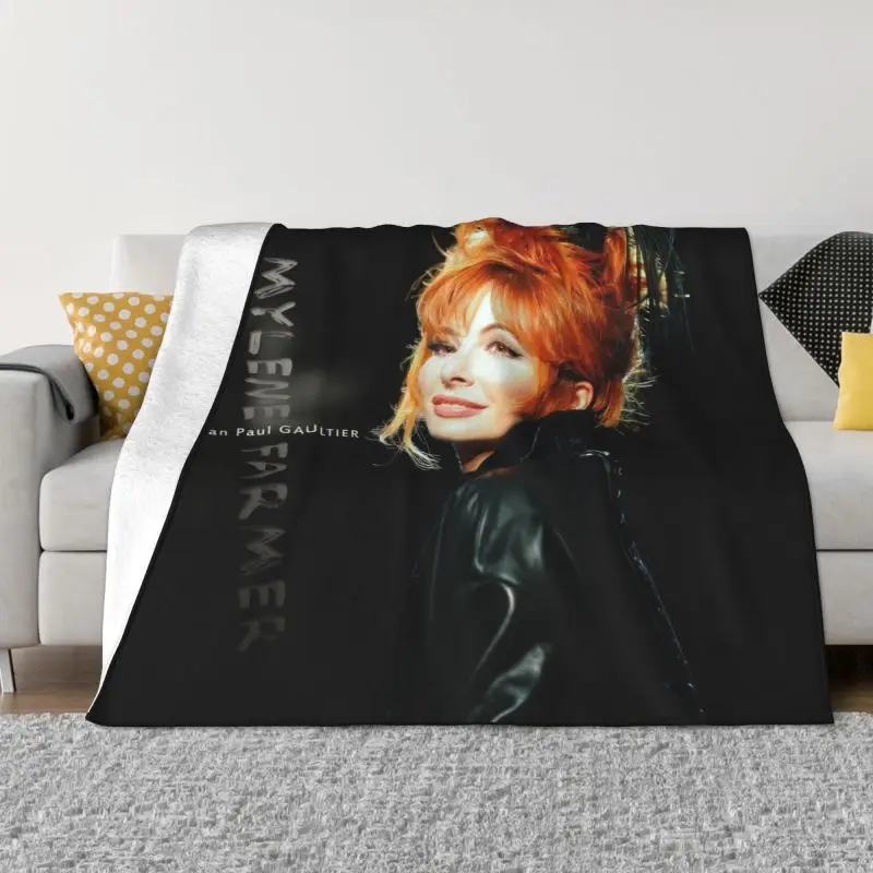 

Mylene Farmer Blanket Warm Fleece Soft Flannel Throw Blankets for Bedroom Sofa Home Autumn