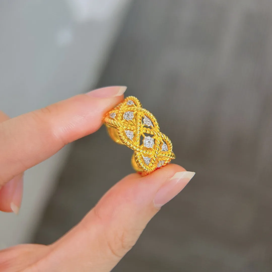 

Solid 925 Sterling Silver Plated with Thick 18K Gold White Topaz Rings for Unisex or Man or Female's Classic Cocktail Rings