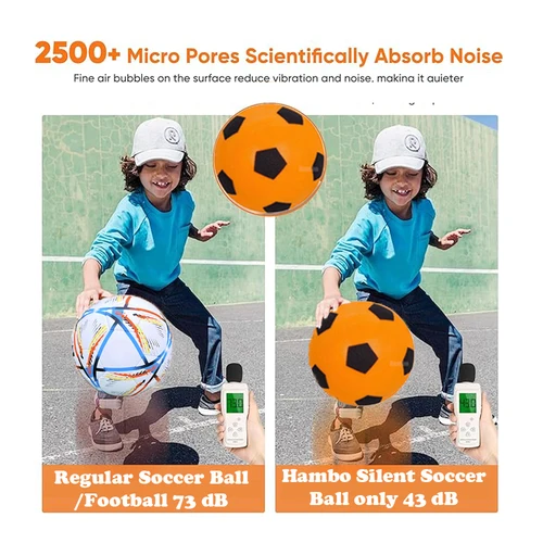 Imagen 2 del producto Balón de fútbol silencioso de 7/8/9 pulgadas de diámetro para práctica en interiores, pelota de fútbol silenciosa de espuma sin aire, juego deportivo de diversión familiar de fútbol silencioso
